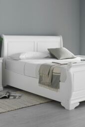 Time4sleep Toulon White Wooden Sleigh Bed - Bed Frame - Size: Double - thumbnail 1
