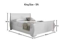 Time4sleep Toulon White Wooden Sleigh Bed - Bed Frame - Size: Double - thumbnail 4