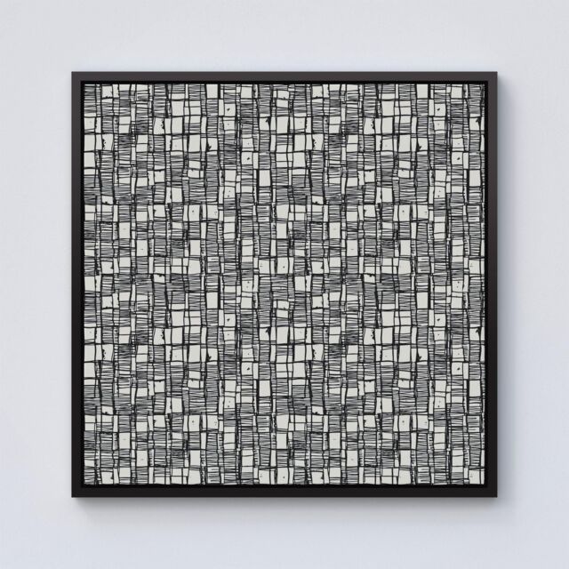 Warren Reed - Designer Irregular Sketched Block Textured Framed Canvas in Black - Size: w40 inch x h40 inch - image 1