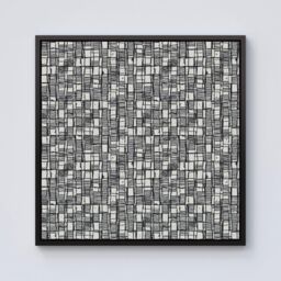Warren Reed - Designer Irregular Sketched Block Textured Framed Canvas in Black - Size: w40 inch x h40 inch - thumbnail 1