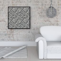 Warren Reed - Designer Irregular Sketched Block Textured Framed Canvas in Black - Size: w40 inch x h40 inch - thumbnail 2