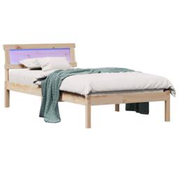 Berkfield Home with LED Strip Lights with Headboard Brown 75 x 190 cm Solid pine wood in Natural - thumbnail 3