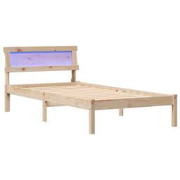 Berkfield Home with LED Strip Lights with Headboard Brown 75 x 190 cm Solid pine wood in Natural