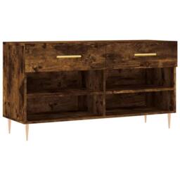 Berkfield Home Shoe Bench Smoked Oak 102x35x55 cm Engineered Wood in Brown - Size: 102 x 35 x 55 cm