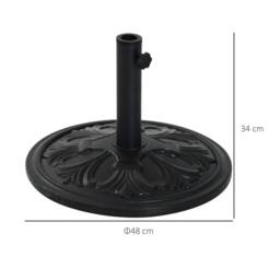 OUTSUNNY 13KG Round Parasol Base Heavy Duty Cement Stand Umbrella Holder Garden in Black - thumbnail 3