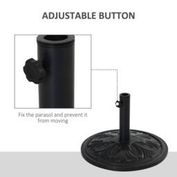 OUTSUNNY 13KG Round Parasol Base Heavy Duty Cement Stand Umbrella Holder Garden in Black - thumbnail 4