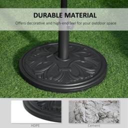 OUTSUNNY 13KG Round Parasol Base Heavy Duty Cement Stand Umbrella Holder Garden in Black - thumbnail 6