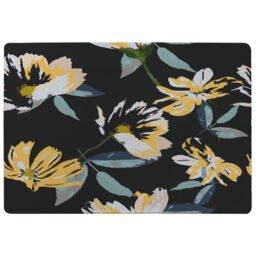 Benjamin Tate Design Yellow Flowers On Green Rug in Natural - Size: Large - thumbnail 1