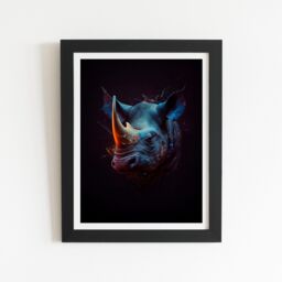"Warren Reed - Designer Rhino Face Splashart Framed Art Print in Black - Size: W12"" x H16""" - thumbnail 2