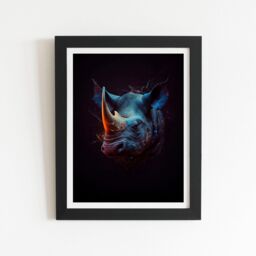 "Warren Reed - Designer Rhino Face Splashart Framed Art Print in Black - Size: W12"" x H16""" - thumbnail 1