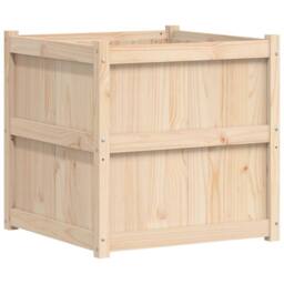 Berkfield Home Beautiful Garden Planter 70x70x70 cm Solid Wood Pine in Natural - Size: 70 x 70 x 70 cm - thumbnail 3