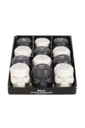 KDMD Set of 12 Opium & White Sage Skull Candles in Display - thumbnail 2