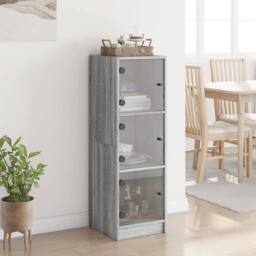 Berkfield Home Highboard with Glass Doors Grey Sonoma 35x37x109 cm - Size: 35 x 37 x 109 cm