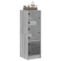 Berkfield Home Highboard with Glass Doors Grey Sonoma 35x37x109 cm - Size: 35 x 37 x 109 cm - thumbnail 4