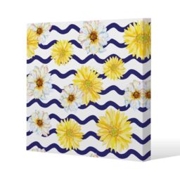 Benjamin Tate Design Bright Yellow Flowers & Zig Zags (Canvas Print) / 114 x 114 x 4cm in Natural - Size: 114 x 114 x 4 cm - thumbnail 1