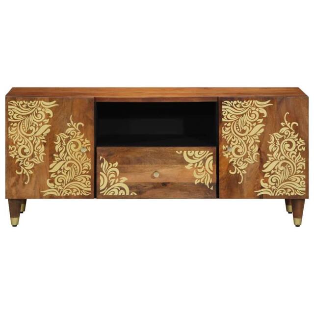 Berkfield Home TV Cabinet 105x33x46 cm Solid Wood Mango in Brown - Size: 105 x 33 x 46 cm - image 1