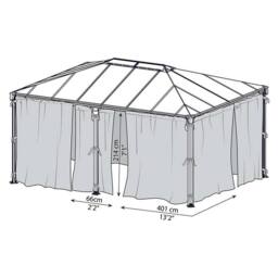 Palram Martinique Curtain Set for Rectangle Gazebo (Gazebo Not Included) in Grey - thumbnail 4
