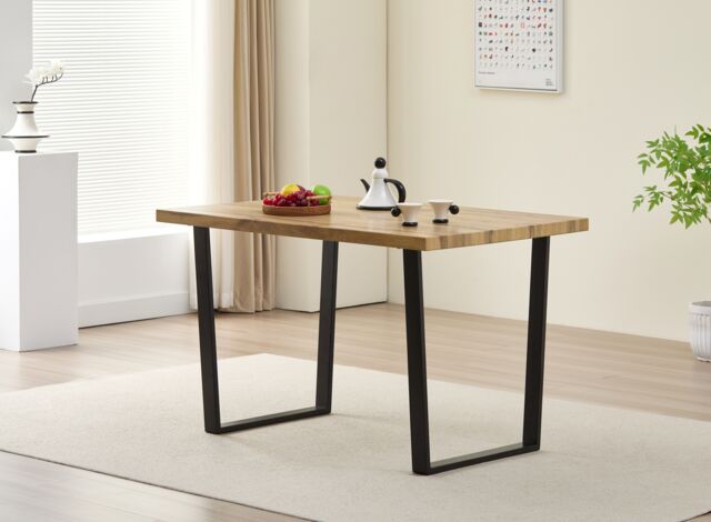 Outdoor Living Colorado Oak Dining Table with Industrial Black Legs - image 1