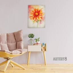 "Artery8 Gerbera Daisy Flower Watercolour Canvas Wall Art Print in Orange - Size: W18"" x H24""" - thumbnail 3
