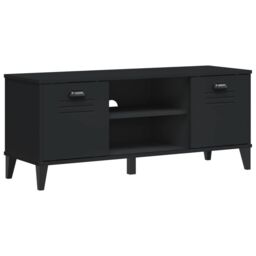 Berkfield Home Shoe Bench VIKEN Black 106x35x45 cm Solid Wood Pine - Size: 106 x 35 x 45 cm - thumbnail 2