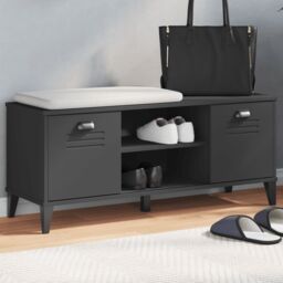 Berkfield Home Shoe Bench VIKEN Black 106x35x45 cm Solid Wood Pine - Size: 106 x 35 x 45 cm