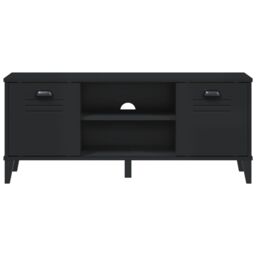 Berkfield Home Shoe Bench VIKEN Black 106x35x45 cm Solid Wood Pine - Size: 106 x 35 x 45 cm - thumbnail 5