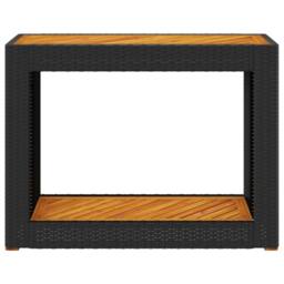 Berkfield Home Garden Side Table with Wooden Top Black 100x40x75 cm Poly Rattan - Size: 100 x 40 x 75 cm - thumbnail 6
