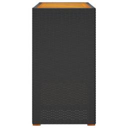 Berkfield Home Garden Side Table with Wooden Top Black 100x40x75 cm Poly Rattan - Size: 100 x 40 x 75 cm - thumbnail 5