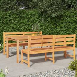 Berkfield Home 3 Piece Garden Dining Set Solid Wood Teak in Brown - thumbnail 1
