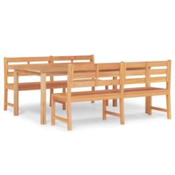 Berkfield Home 3 Piece Garden Dining Set Solid Wood Teak in Brown - thumbnail 2