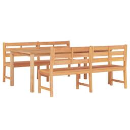 Berkfield Home 3 Piece Garden Dining Set Solid Wood Teak in Brown - thumbnail 3