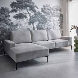 sweeek 3-seater corner sofa, left-hand in fabric & metal in Light Grey - thumbnail 1