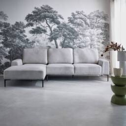 sweeek 3-seater corner sofa, left-hand in fabric & metal in Light Grey - thumbnail 6