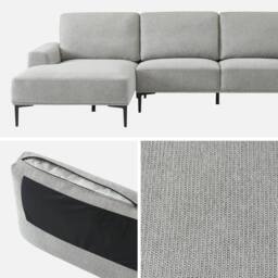 sweeek 3-seater corner sofa, left-hand in fabric & metal in Light Grey - thumbnail 4