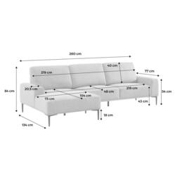 sweeek 3-seater corner sofa, left-hand in fabric & metal in Light Grey - thumbnail 5