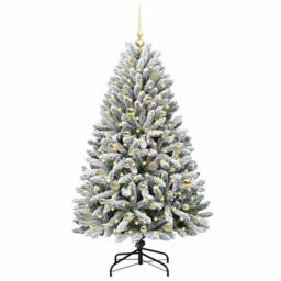 Berkfield Home Elegant Artificial Christmas Tree Green & White 150 cm PVC & Metal - thumbnail 1