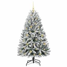 Berkfield Home Elegant Artificial Christmas Tree Green & White 150 cm PVC & Metal - thumbnail 4