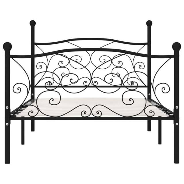Berkfield Home Elegant Bed Frame with Slatted Base Black Metal 90x200 cm - image 1