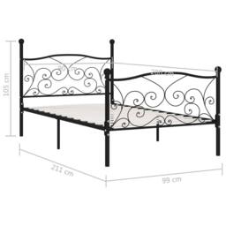Berkfield Home Elegant Bed Frame with Slatted Base Black Metal 90x200 cm - thumbnail 5