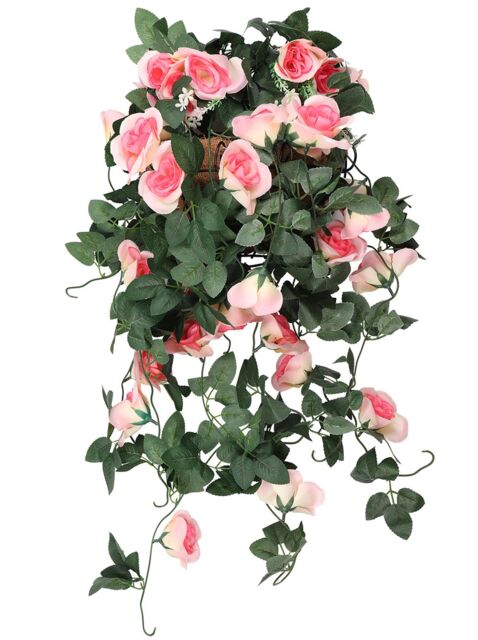 Neel Blue 110cm Artificial Rose Garland Vine Hanging Silk Garland, 18 Flowers in Metallic Gold - image 1
