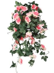 Neel Blue 110cm Artificial Rose Garland Vine Hanging Silk Garland, 18 Flowers in Metallic Gold