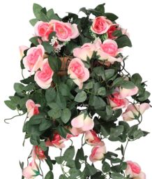 Neel Blue 110cm Artificial Rose Garland Vine Hanging Silk Garland, 18 Flowers in Metallic Gold - thumbnail 2