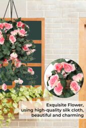 Neel Blue 110cm Artificial Rose Garland Vine Hanging Silk Garland, 18 Flowers in Metallic Gold - thumbnail 4