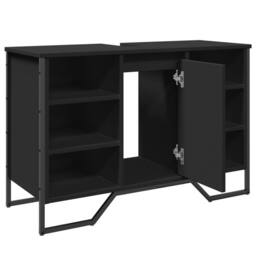 Berkfield Home Modern Bathroom Sink Cabinet Black 91x35x60 cm Engineered Wood - Size: 91 x 35 x 60 cm - thumbnail 8