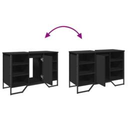 Berkfield Home Modern Bathroom Sink Cabinet Black 91x35x60 cm Engineered Wood - Size: 91 x 35 x 60 cm - thumbnail 9