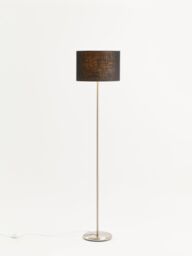 Orsina Black Waffle Effect Shade Floor Lamp, Polished Chrome Modern Standing Lamp For Living Room, Floor Lamp - thumbnail 4