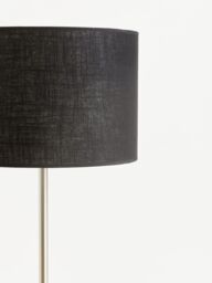 Orsina Black Waffle Effect Shade Floor Lamp, Polished Chrome Modern Standing Lamp For Living Room, Floor Lamp - thumbnail 5