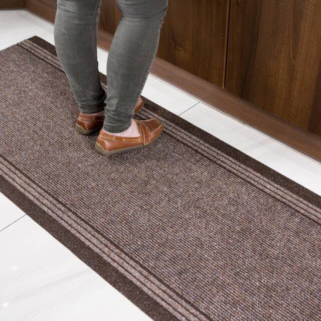 Kukoon 3ft - 39ft Long Brown Hallway Runner Rug Stair Carpet Mat - Size: 66 cm x 91 cm - image 1