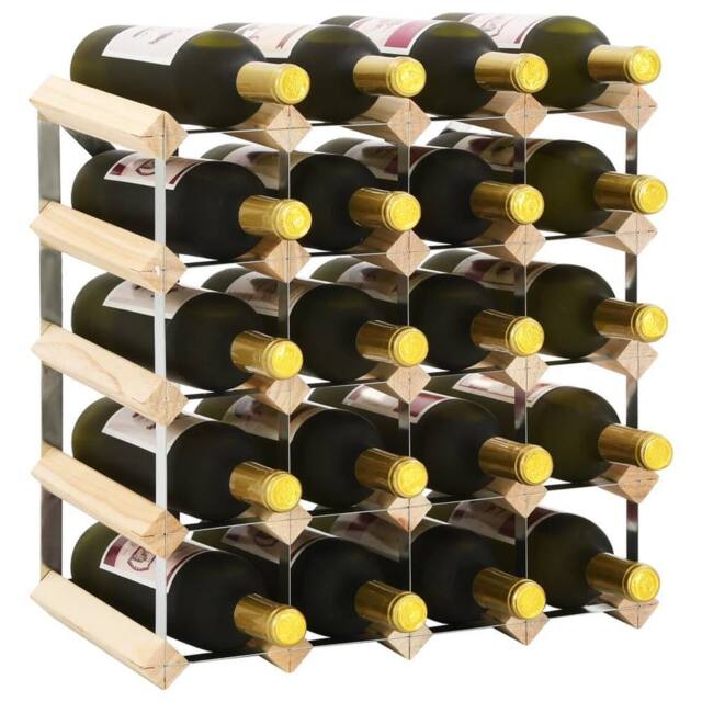 Berkfield Home Wine Rack for 20 Bottles Solid Pinewood in Beige - image 1