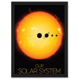 Artery8 NASA Our Solar System Planets & Sun Size Comparison Dark Artwork Framed Wall Art Print A4 in Black - thumbnail 1
